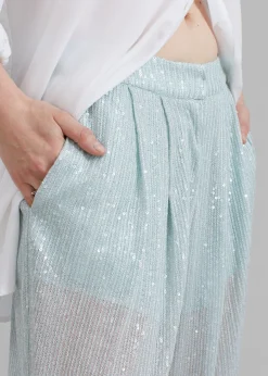 The Frankie Shop Rotate Transparent Sequin Low Waist Pants Light Blue Sale