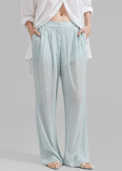 The Frankie Shop Rotate Transparent Sequin Low Waist Pants Light Blue Sale