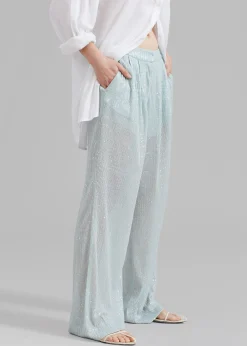 The Frankie Shop Rotate Transparent Sequin Low Waist Pants Light Blue Sale