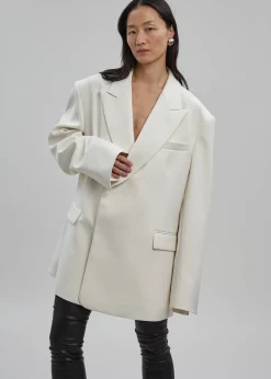 The Frankie Shop Sadie Oversized Double Breasted Blazer Cream Best