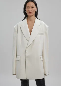 The Frankie Shop Sadie Oversized Double Breasted Blazer Cream Best