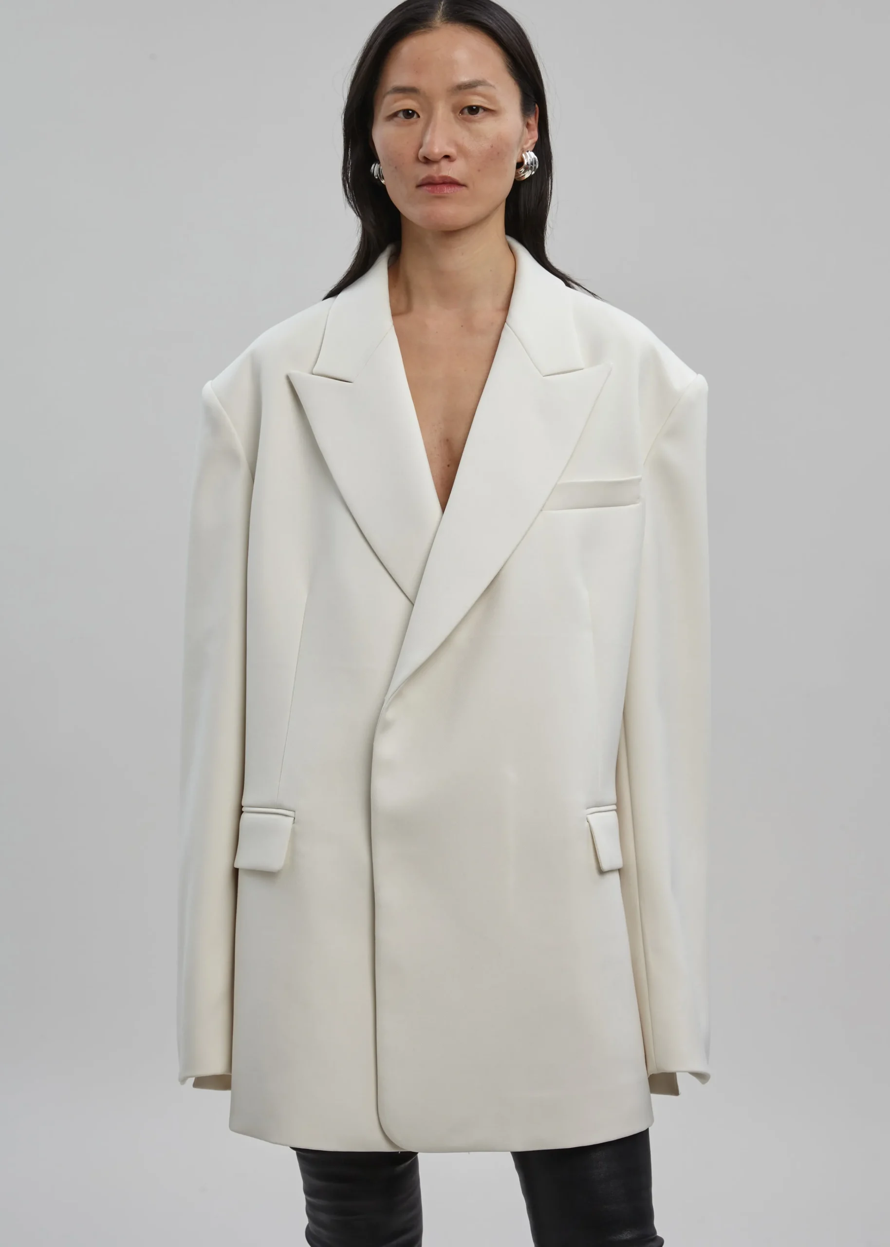 The Frankie Shop Sadie Oversized Double Breasted Blazer Cream Best