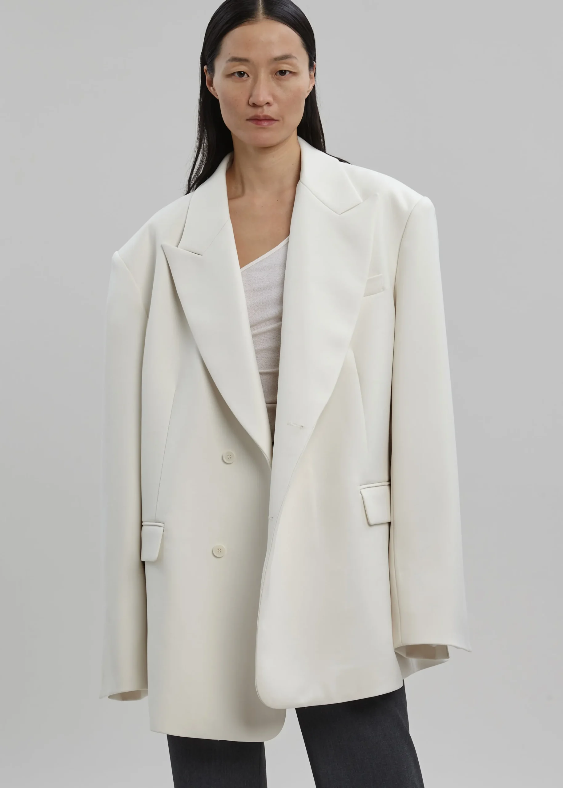 The Frankie Shop Sadie Oversized Double Breasted Blazer Cream Best