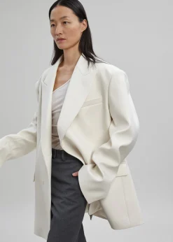 The Frankie Shop Sadie Oversized Double Breasted Blazer Cream Best