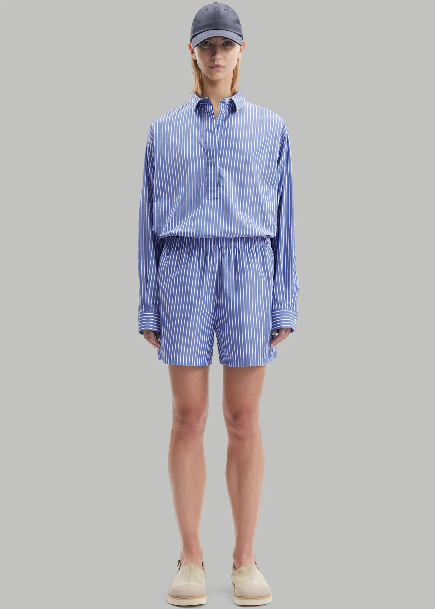 The Frankie Shop Samsoe Samsoe Maren Shorts Blue White Stripe