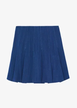The Frankie Shop Sase Pleated Denim Skirt Blue Online