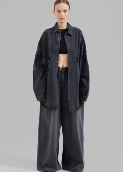 The Frankie Shop Sasha Wide Leg Jeans Dark Grey