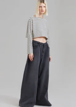 The Frankie Shop Sasha Wide Leg Jeans Dark Grey