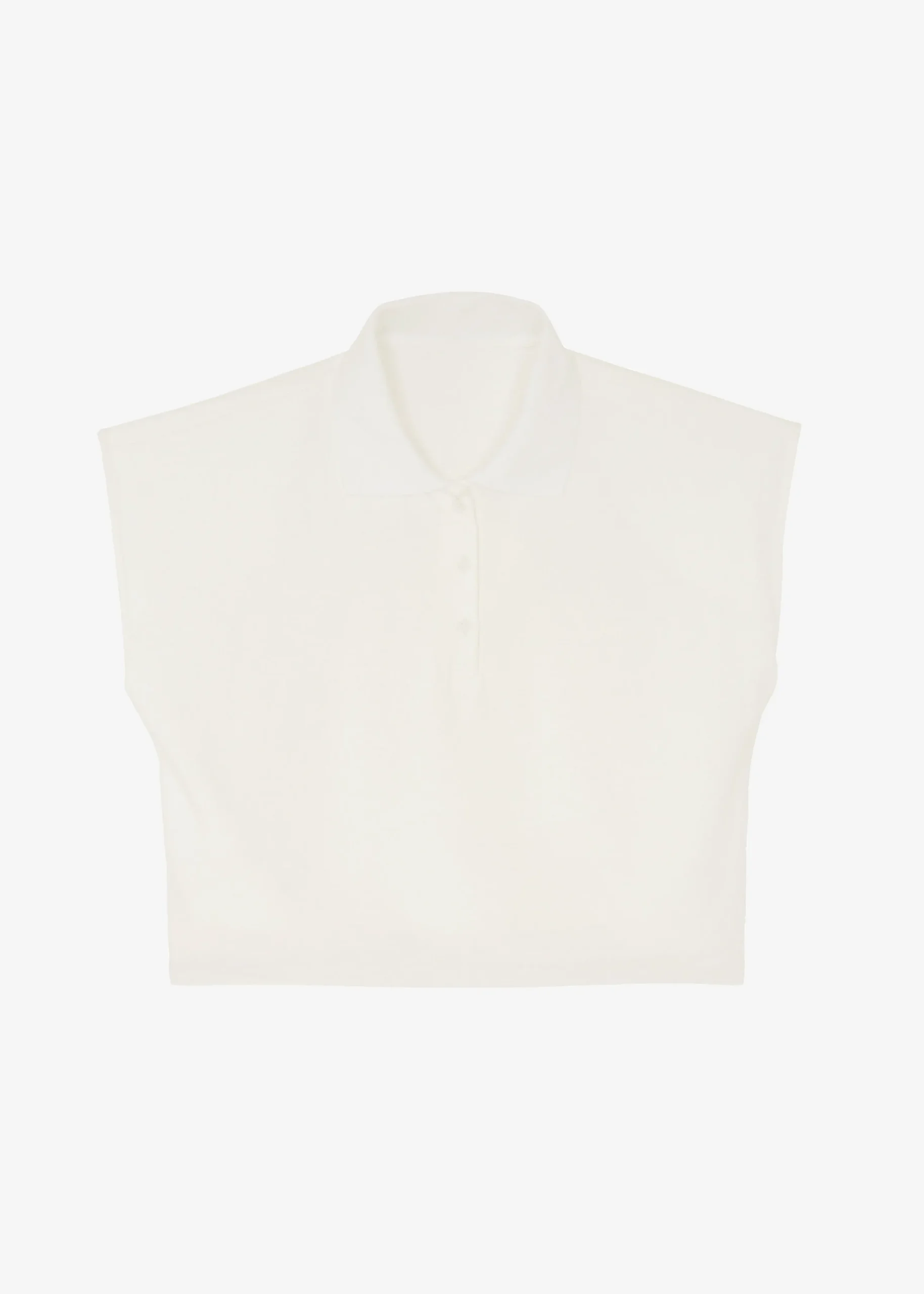 The Frankie Shop Serena Polo Padded Shoulders Boxy Top Beige Hot