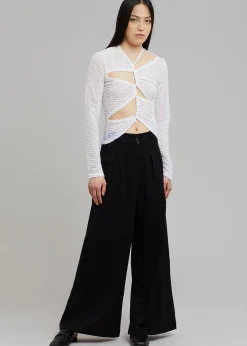 The Frankie Shop Sid Neigum Flocked Cutout Tension Blouse White Discount