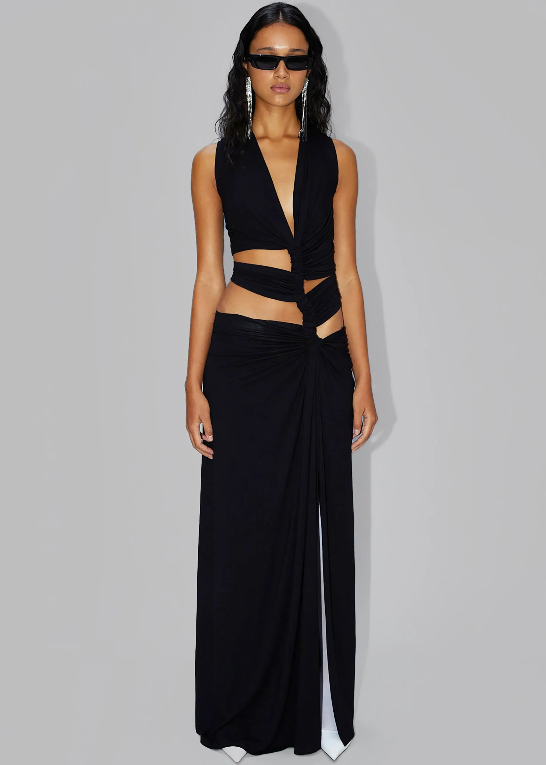 The Frankie Shop Sid Neigum Four Loop Knit Dress Black