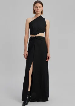 The Frankie Shop Sid Neigum Knit One-Shoulder Strap Dress W Hardware Detail Black Hot