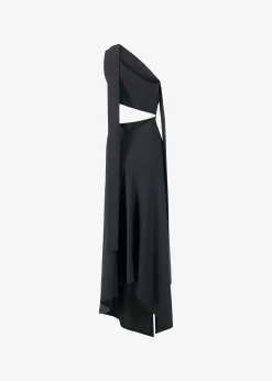 The Frankie Shop Sid Neigum Knit One-Shoulder Strap Dress W Hardware Detail Black Hot