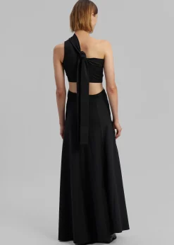 The Frankie Shop Sid Neigum Knit One-Shoulder Strap Dress W Hardware Detail Black Hot