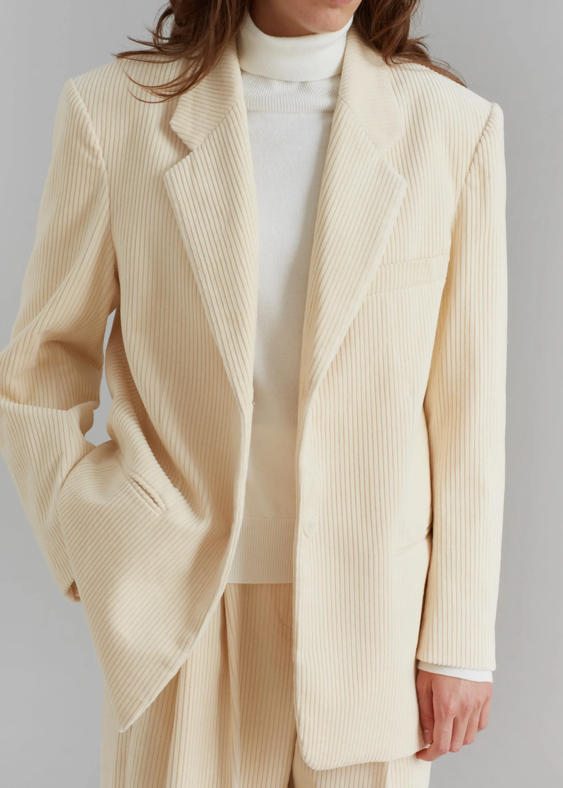 The Frankie Shop Siham Corduroy Blazer Cream Discount