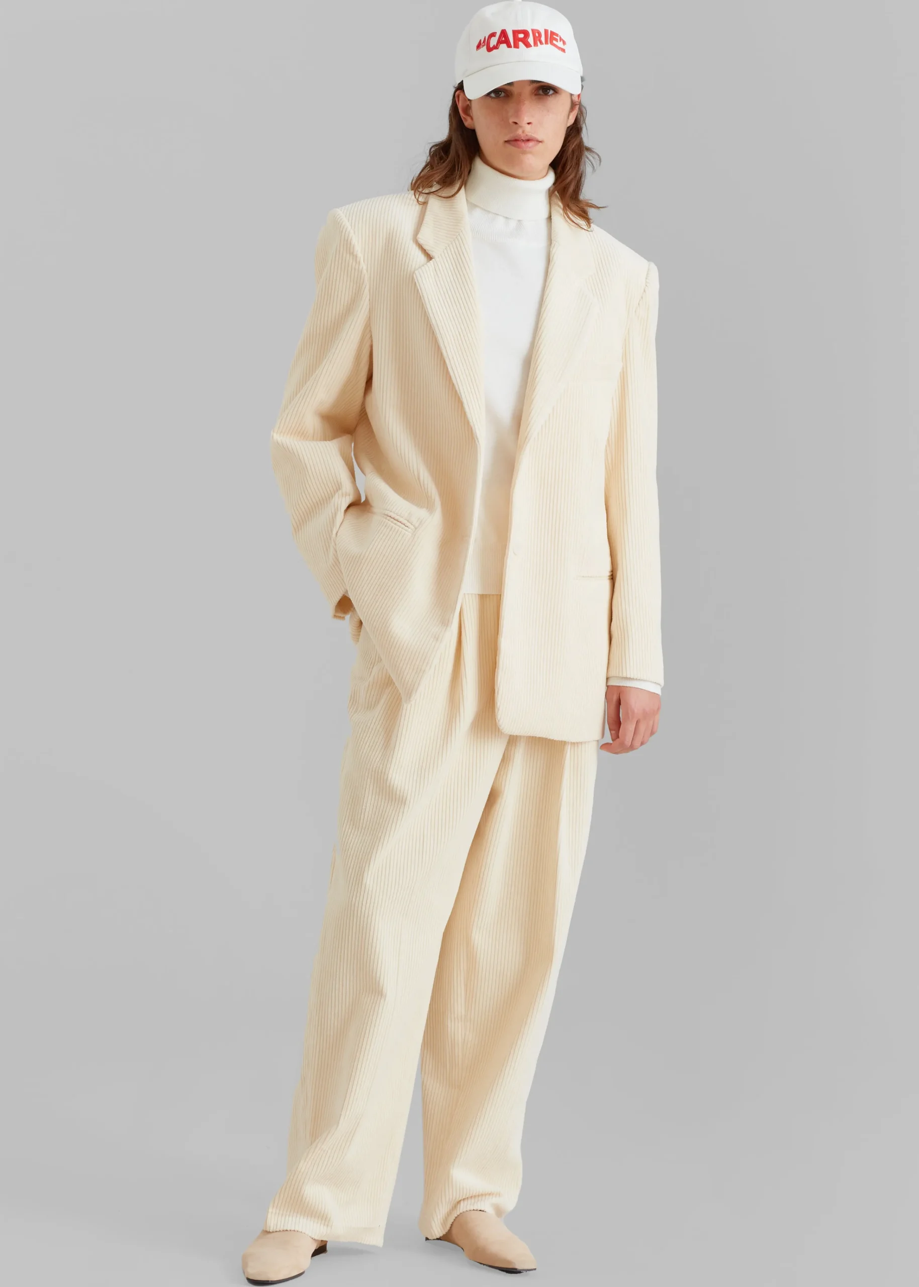 The Frankie Shop Siham Corduroy Blazer Cream Discount