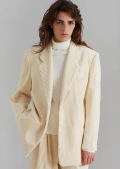 The Frankie Shop Siham Corduroy Blazer Cream Discount