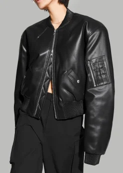 The Frankie Shop Sille Faux-Leather Cropped Bomber Black Sale
