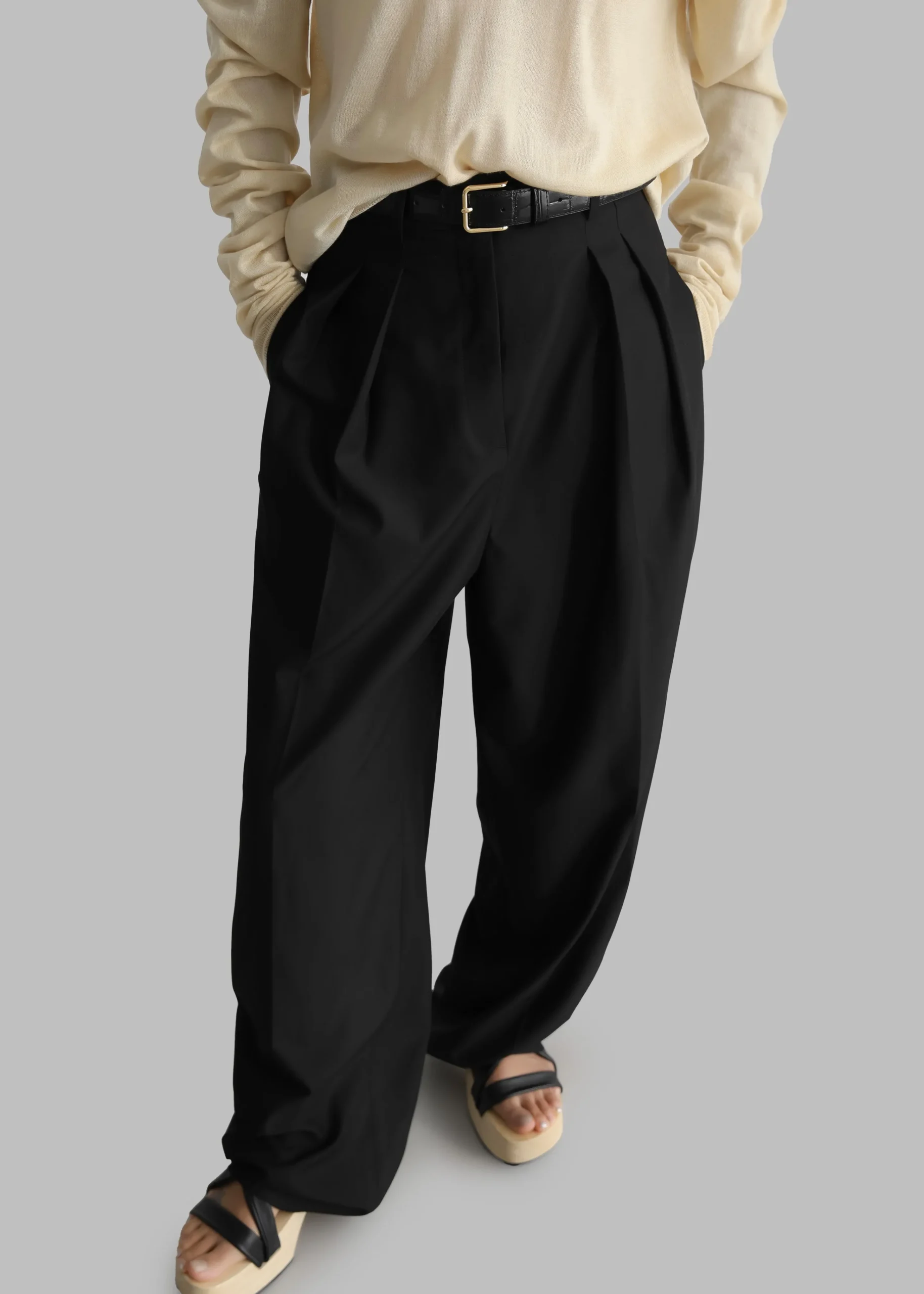 The Frankie Shop Sion Pintuck Trousers Black Sale