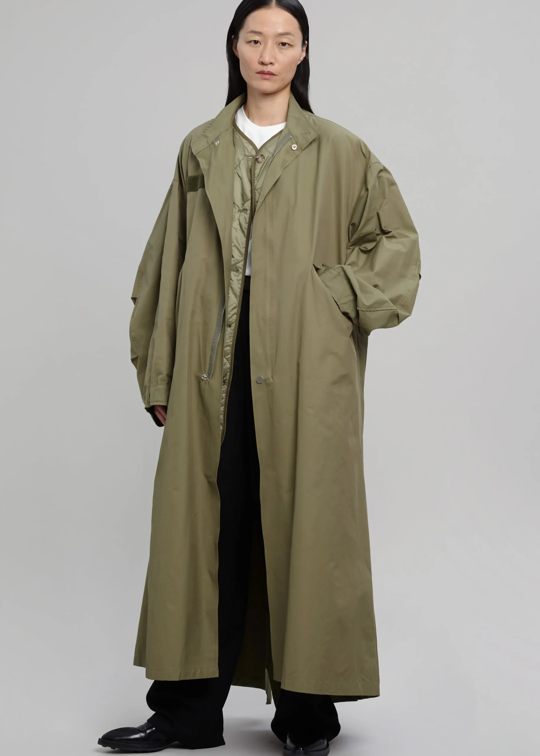 The Frankie Shop Skive Double Layer Parka Olive Hot