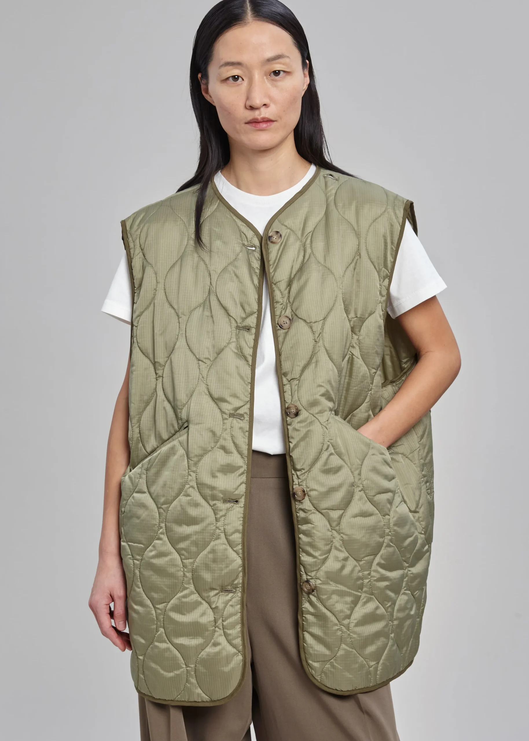 The Frankie Shop Skive Double Layer Parka Olive Hot