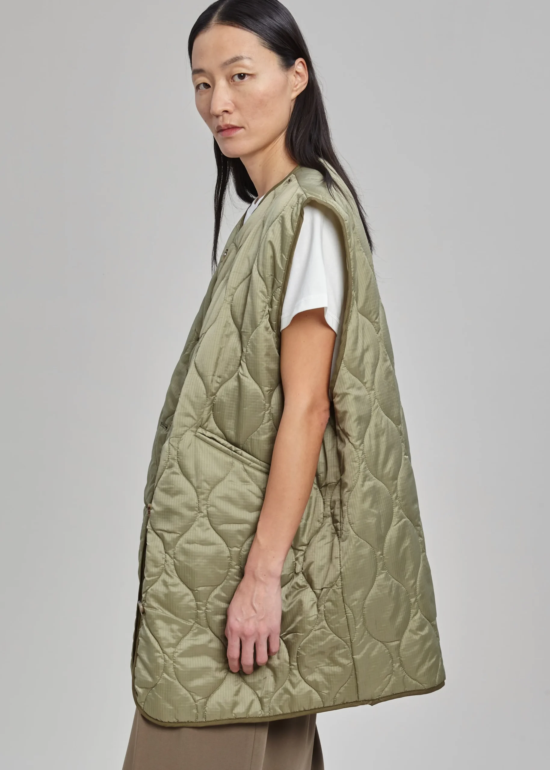 The Frankie Shop Skive Double Layer Parka Olive Hot