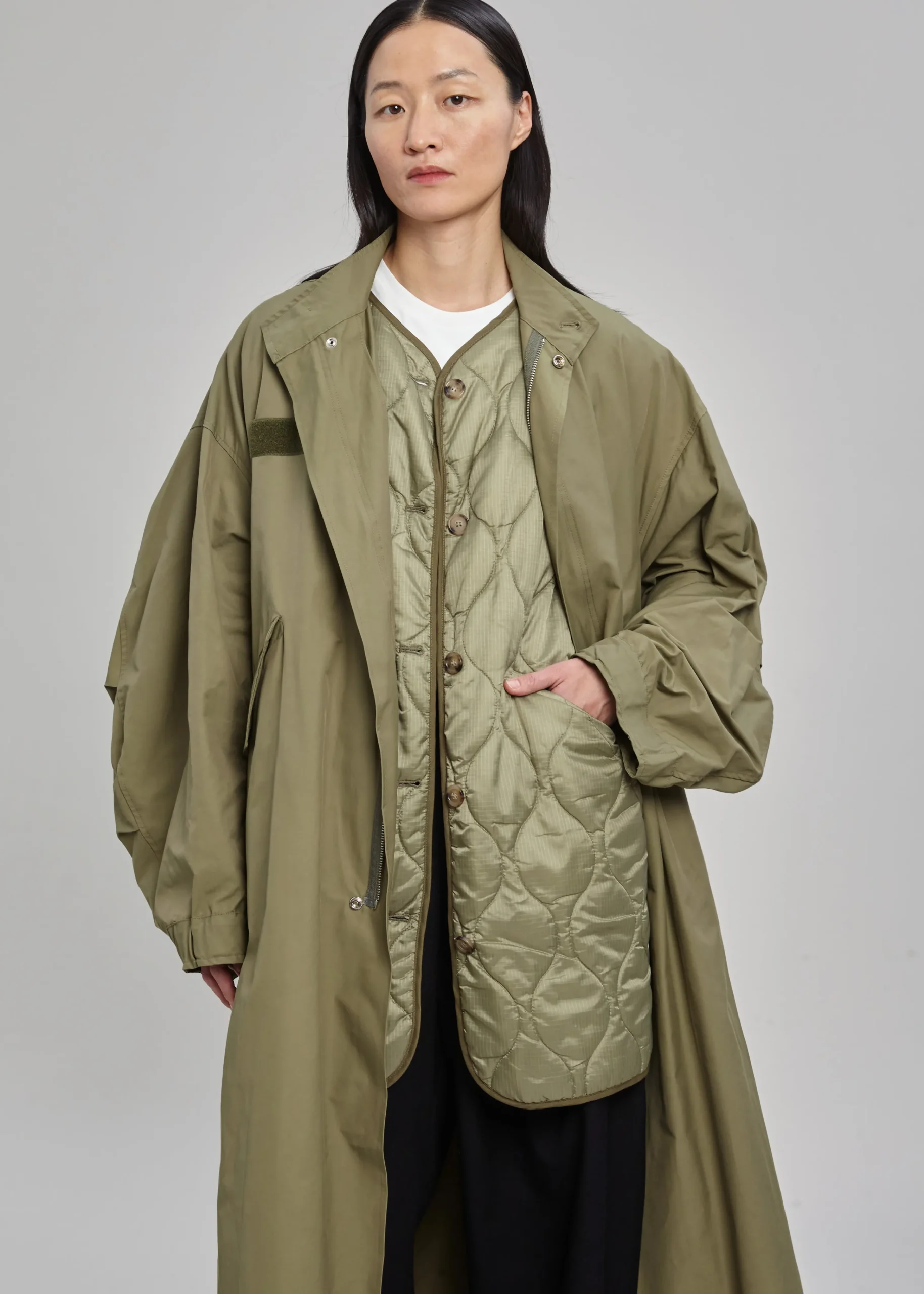 The Frankie Shop Skive Double Layer Parka Olive Hot