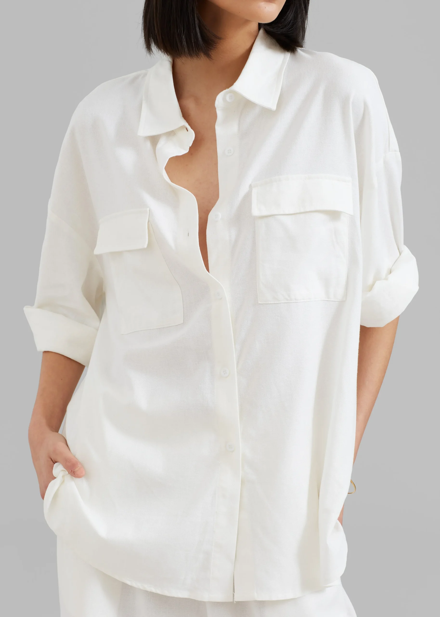 The Frankie Shop Solaqua The Pocket Shirt Ivory Discount