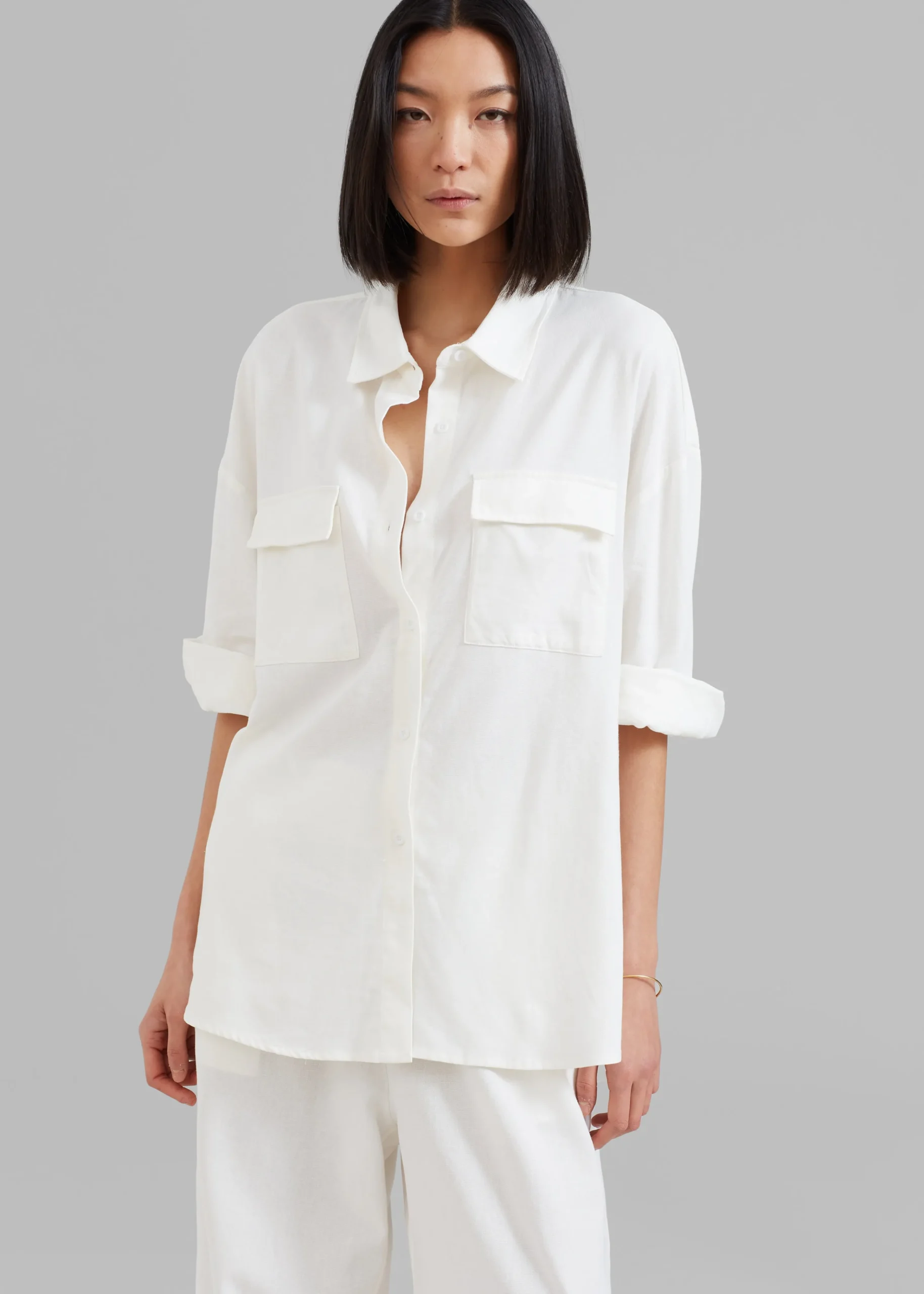 The Frankie Shop Solaqua The Pocket Shirt Ivory Discount