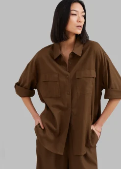 The Frankie Shop Solaqua The Pocket Shirt Tobacco Hot
