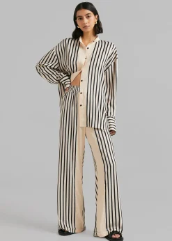 The Frankie Shop Solaqua The Resort Shirt Ecru With Black Stripes Clearance