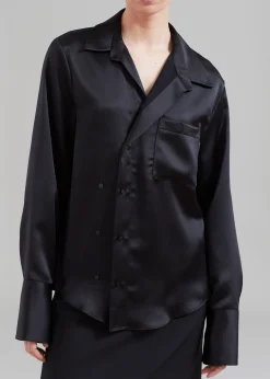 The Frankie Shop Sree Silky Shirt Black Clearance