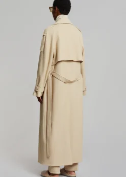 The Frankie Shop Suzanne Boiled Wool Trench Coat Beige Outlet