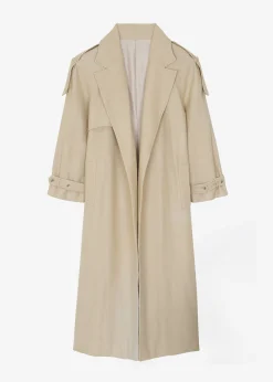 The Frankie Shop Suzanne Boiled Wool Trench Coat Beige Outlet