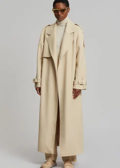 The Frankie Shop Suzanne Boiled Wool Trench Coat Beige Outlet