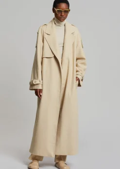 The Frankie Shop Suzanne Boiled Wool Trench Coat Beige Outlet