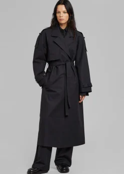 The Frankie Shop Suzanne Trench Coat Black