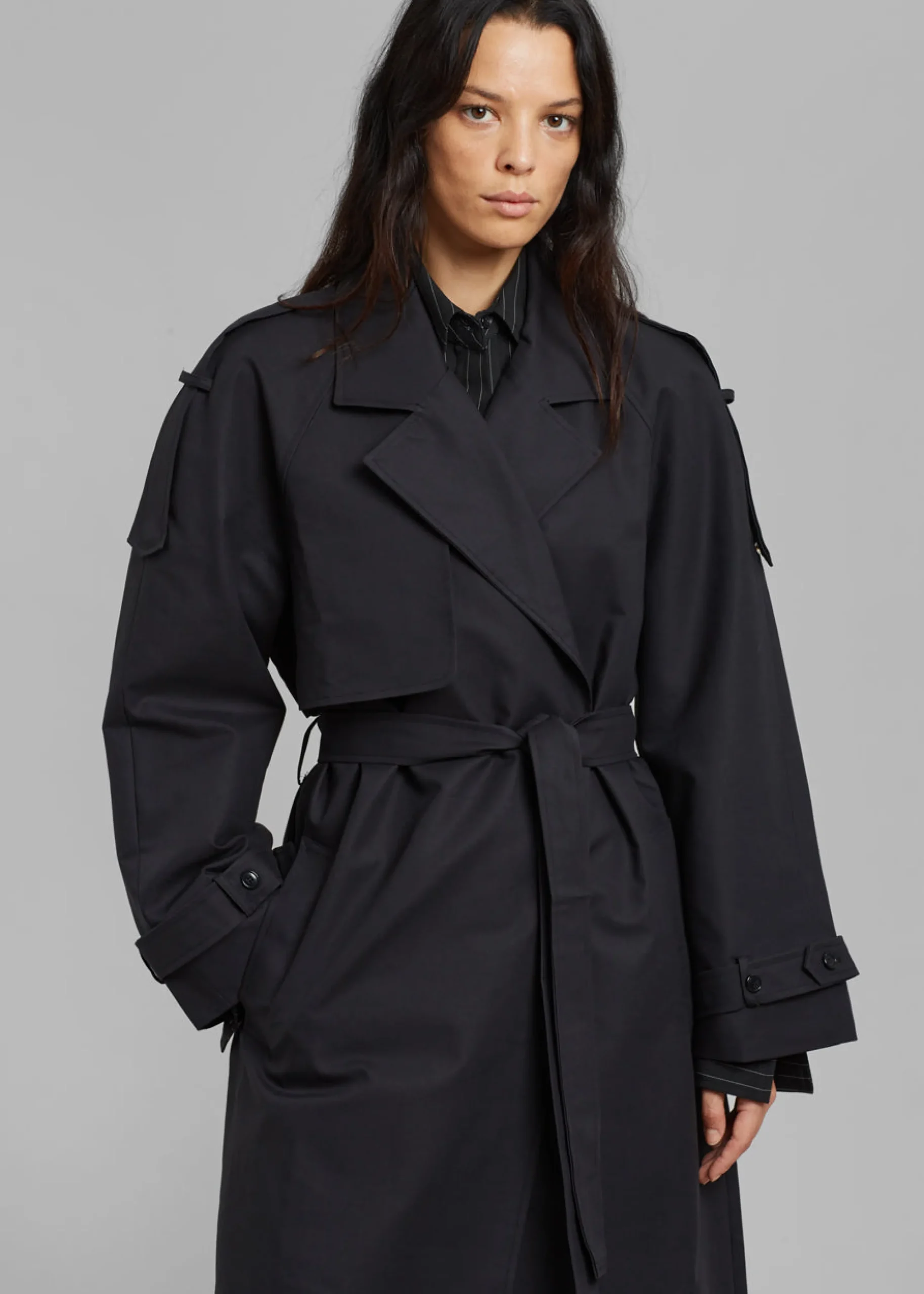 The Frankie Shop Suzanne Trench Coat Black