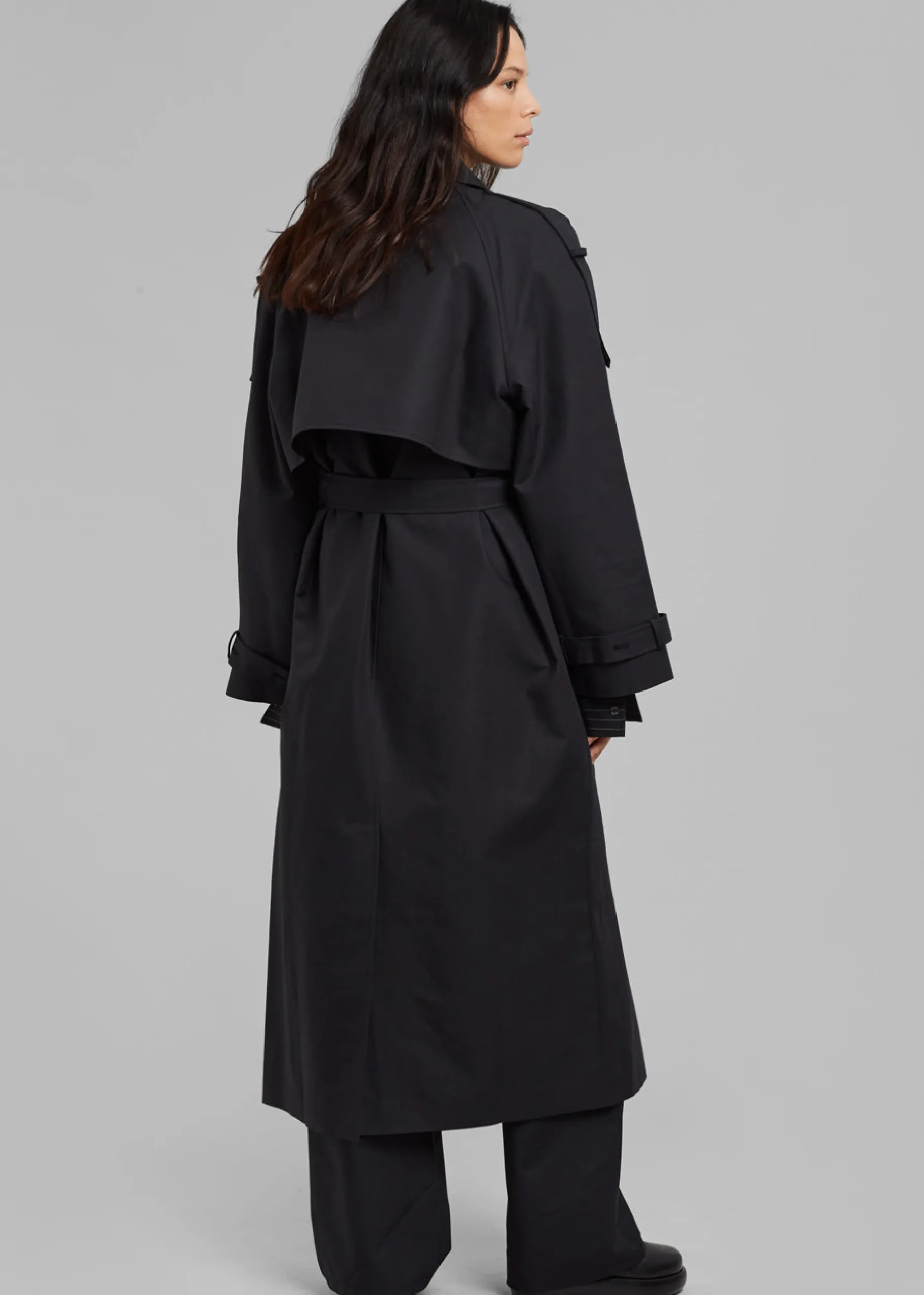 The Frankie Shop Suzanne Trench Coat Black