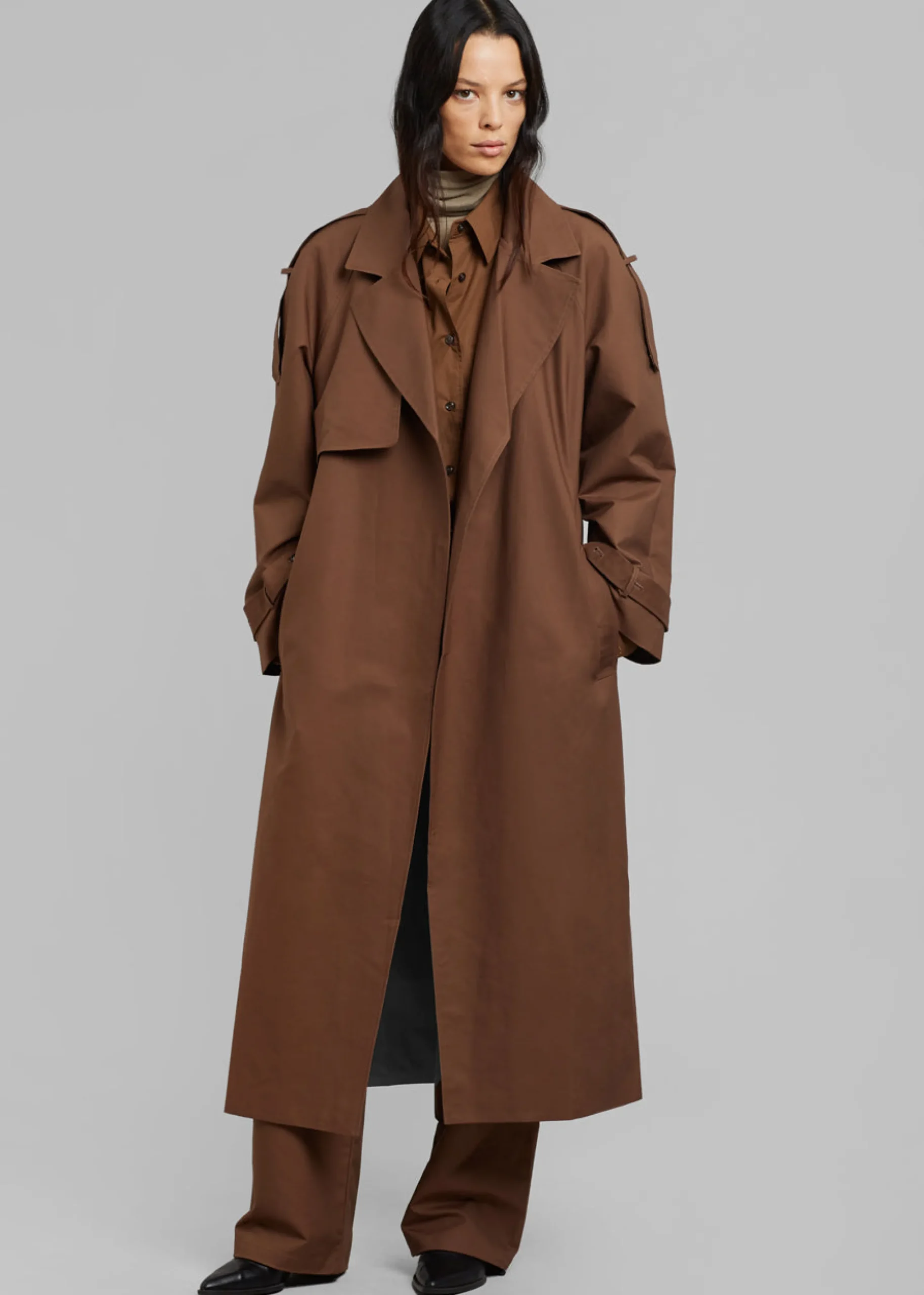 The Frankie Shop Suzanne Trench Coat Brown