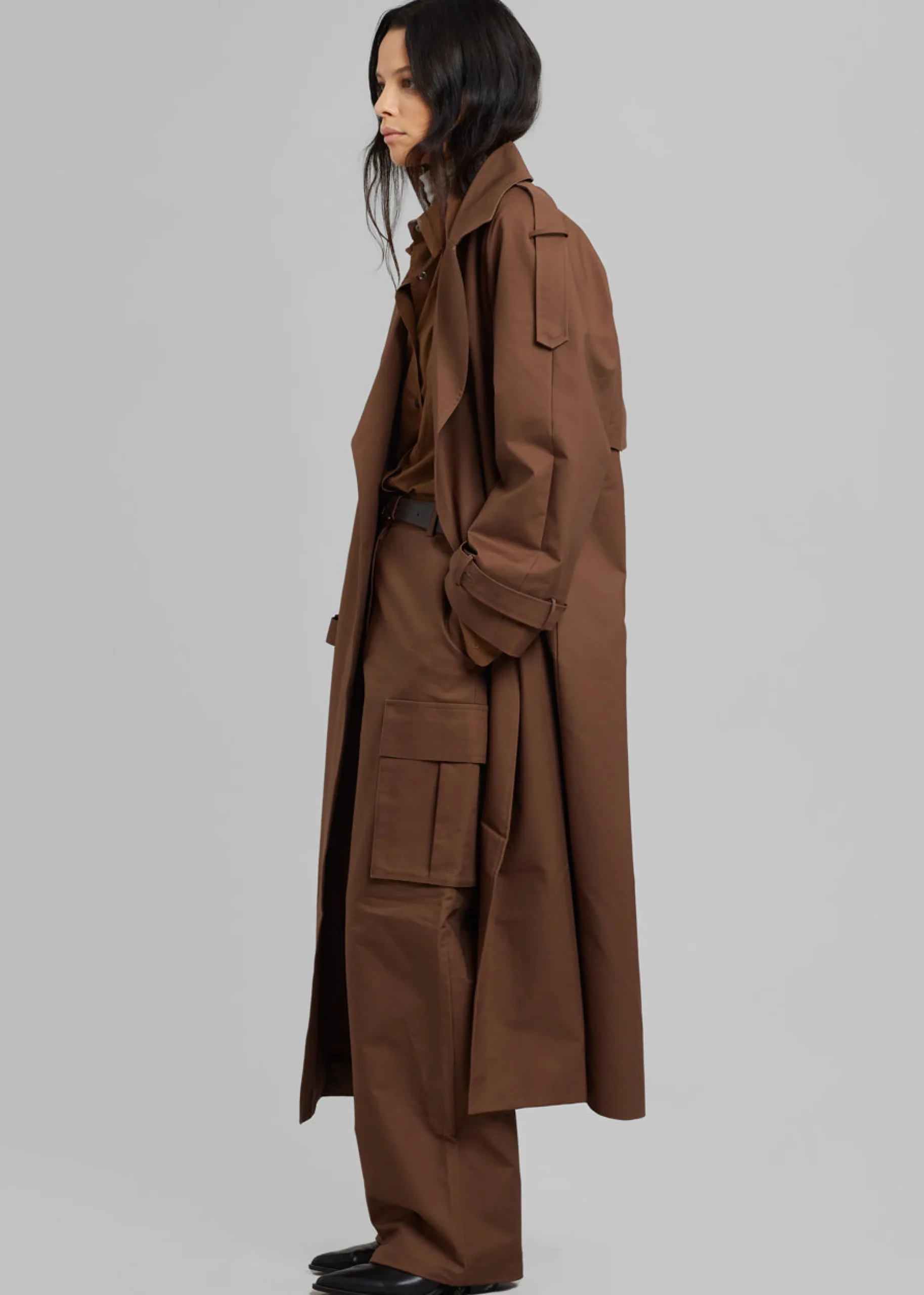 The Frankie Shop Suzanne Trench Coat Brown