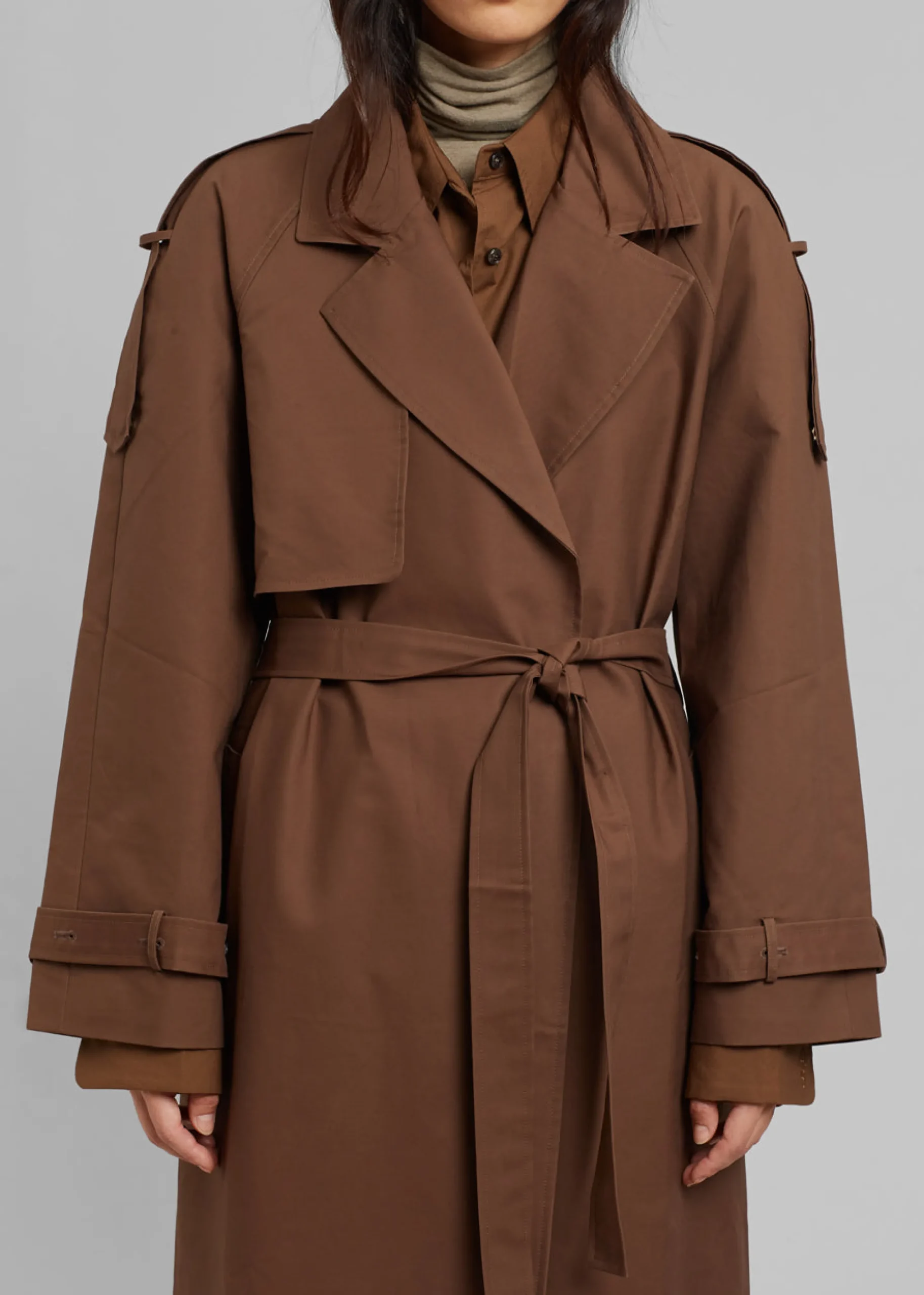 The Frankie Shop Suzanne Trench Coat Brown