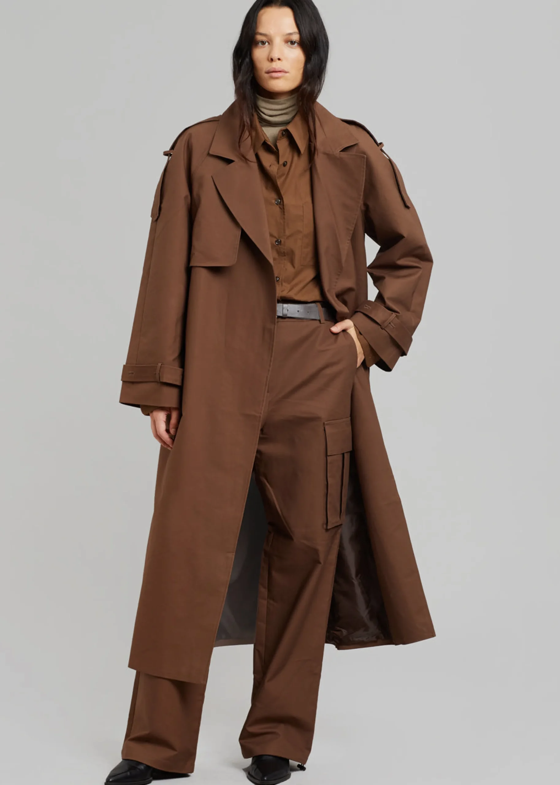 The Frankie Shop Suzanne Trench Coat Brown