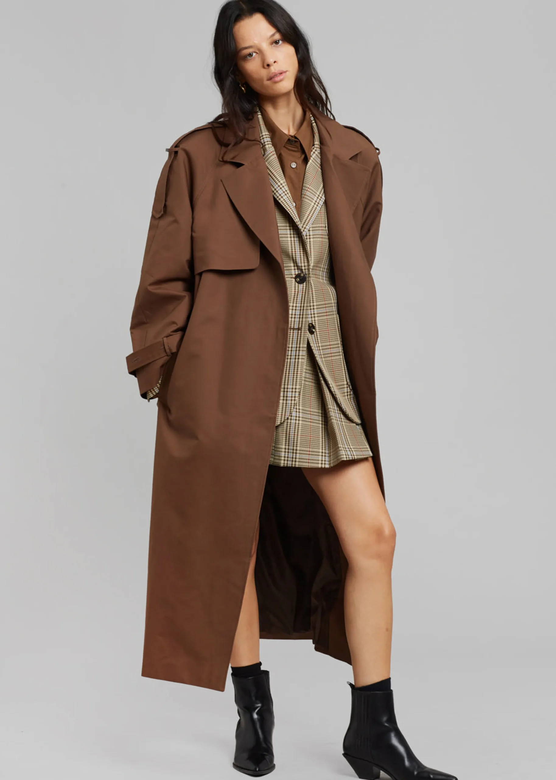 The Frankie Shop Suzanne Trench Coat Brown