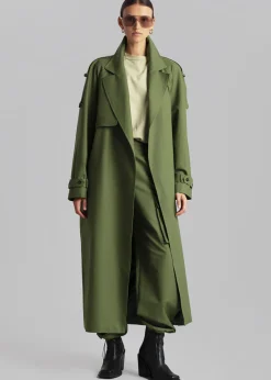 The Frankie Shop Suzanne Trench Coat Olive Outlet
