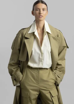 The Frankie Shop Suzanne Trench Coat Khaki Hot