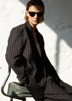 The Frankie Shop Sybil Blazer Black Pinstripe Clearance