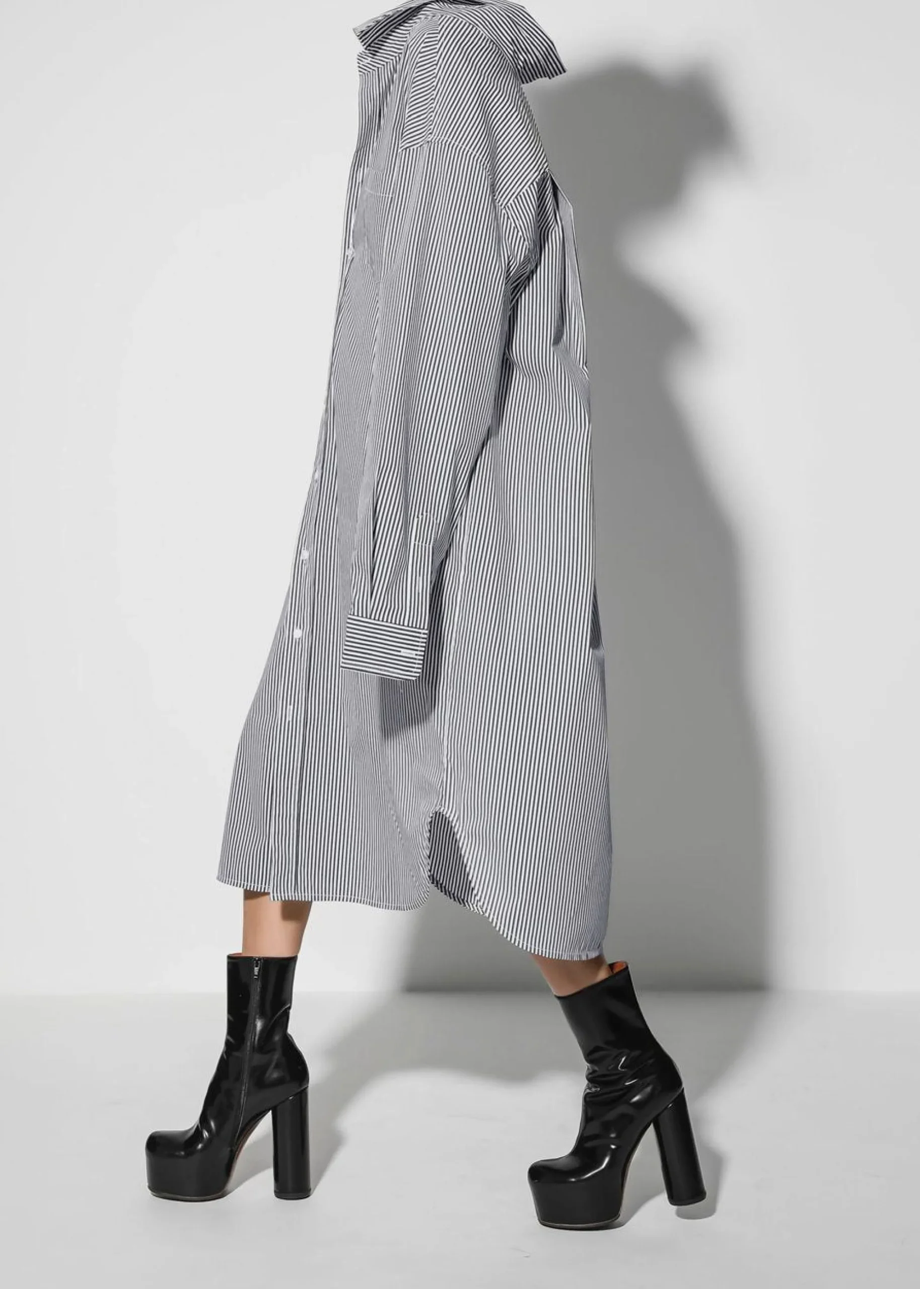 The Frankie Shop Talia Shirt Dress Black/White Stripe Clearance