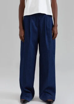 The Frankie Shop Tansy Denim Pants Navy Pinstripe Discount