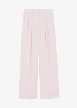 The Frankie Shop Tansy Fluid Pleated Trousers Pink Pinstripe